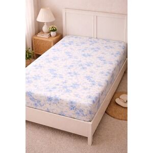 Vintage Morgan Jones Twin Sheet Set Blue Floral Fitted and Flat Sheets Cottage